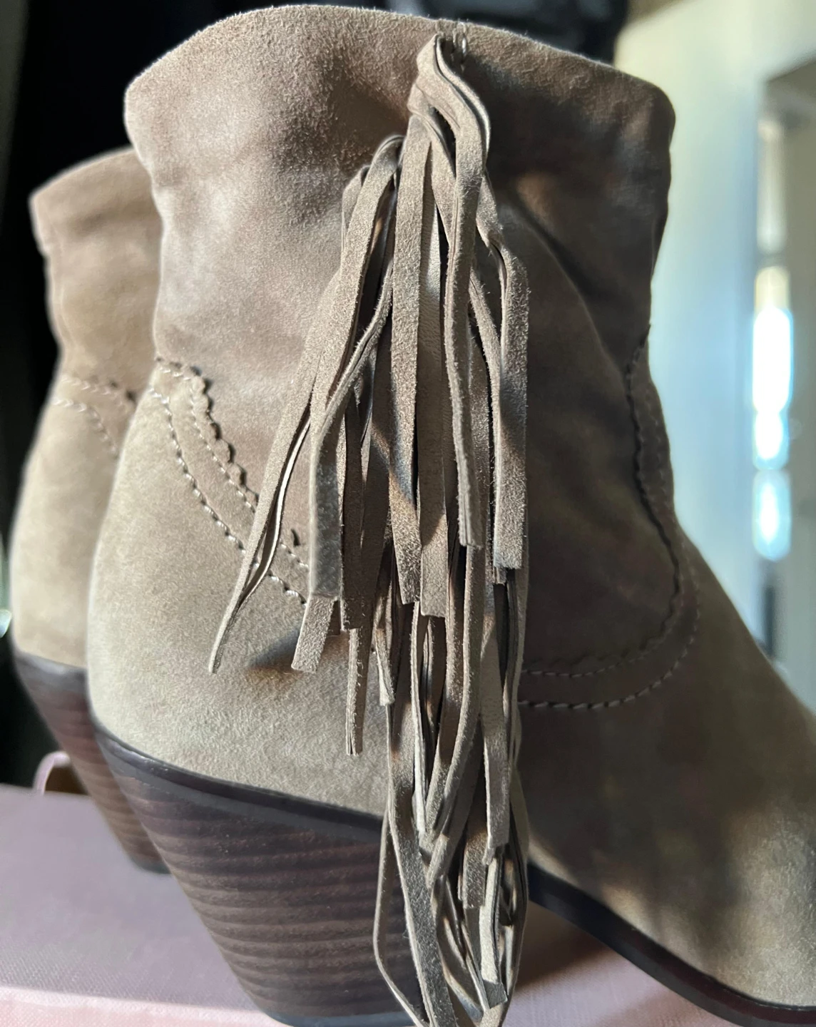 Suede Fringe Ankle Boots Sam Edelman 7 1/2 Women