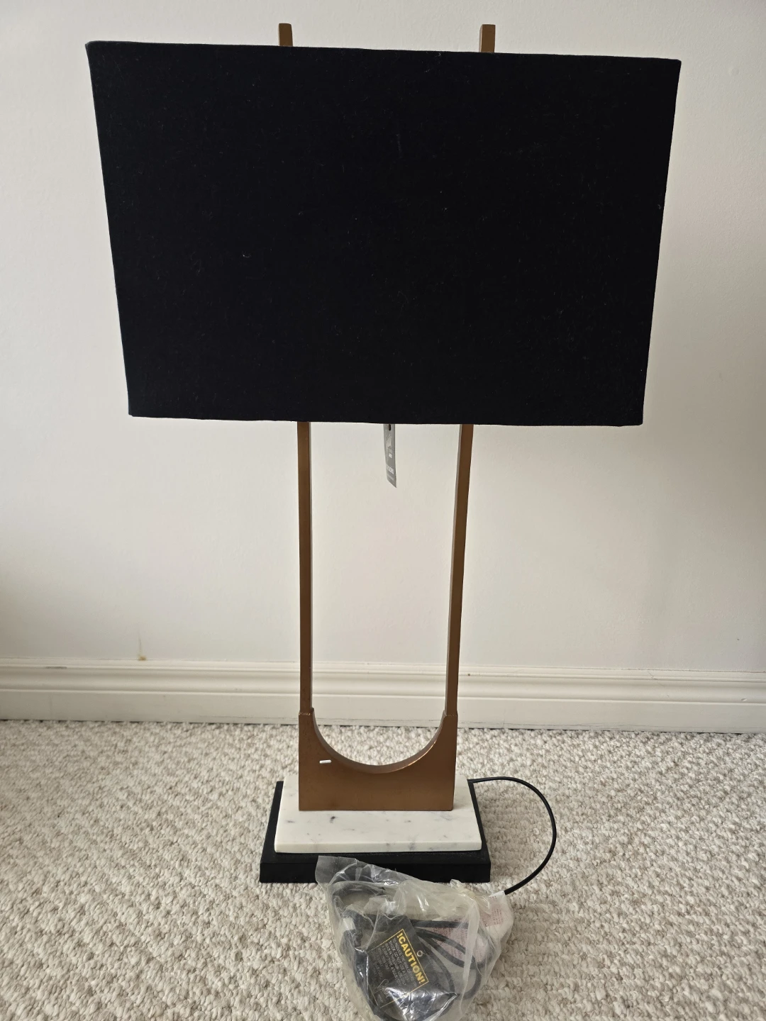 Modern Black Rectangular Table Lamp with Marble Base - photo 4