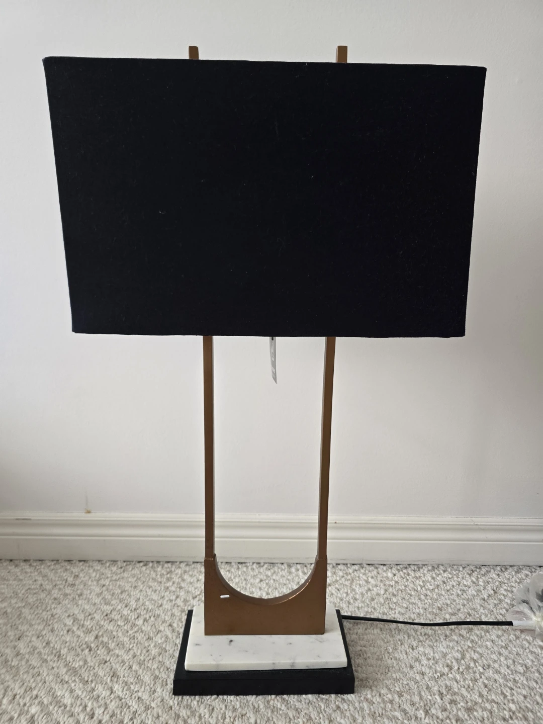 Modern Black Rectangular Table Lamp with Marble Base - photo 5