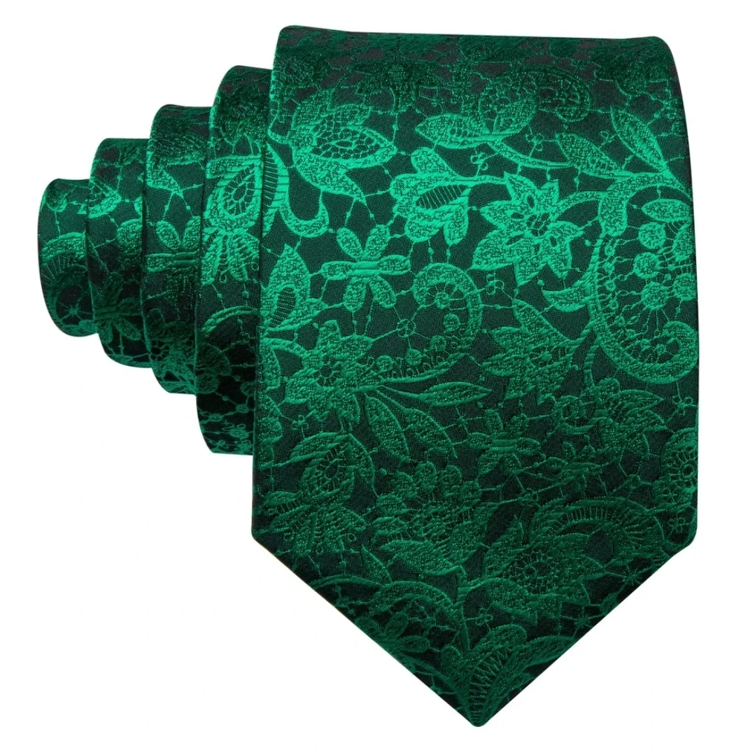 Classic Paisley Green JACQUARD WOVEN 100% Silk Men's Tie - photo 3