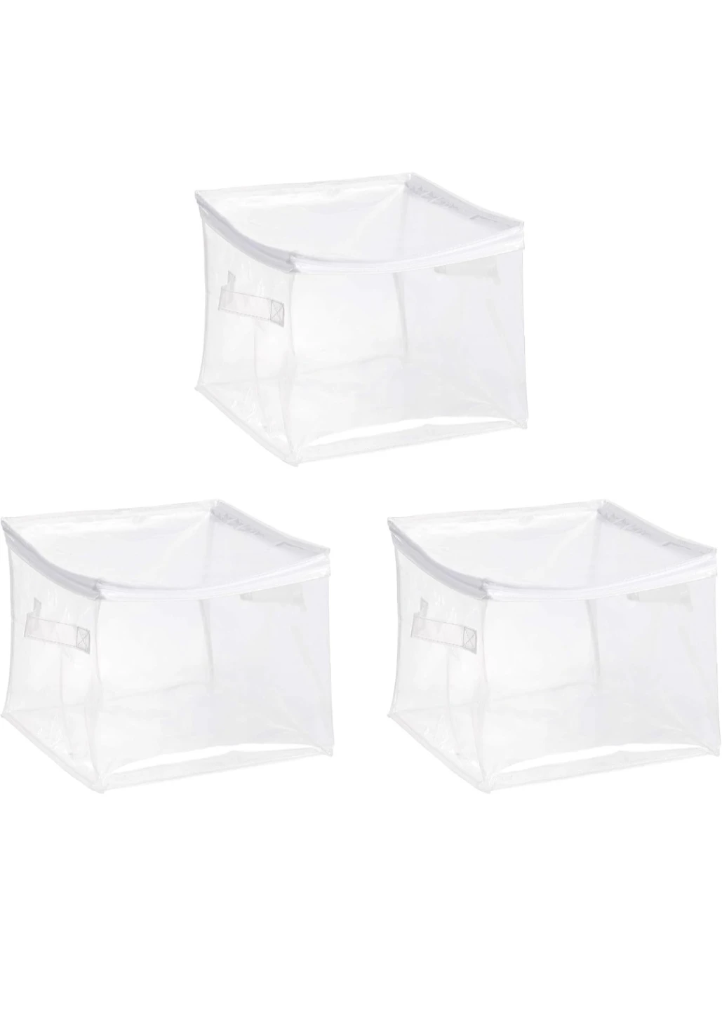 Clear Storage Boxes with Zippers (Set of 3)