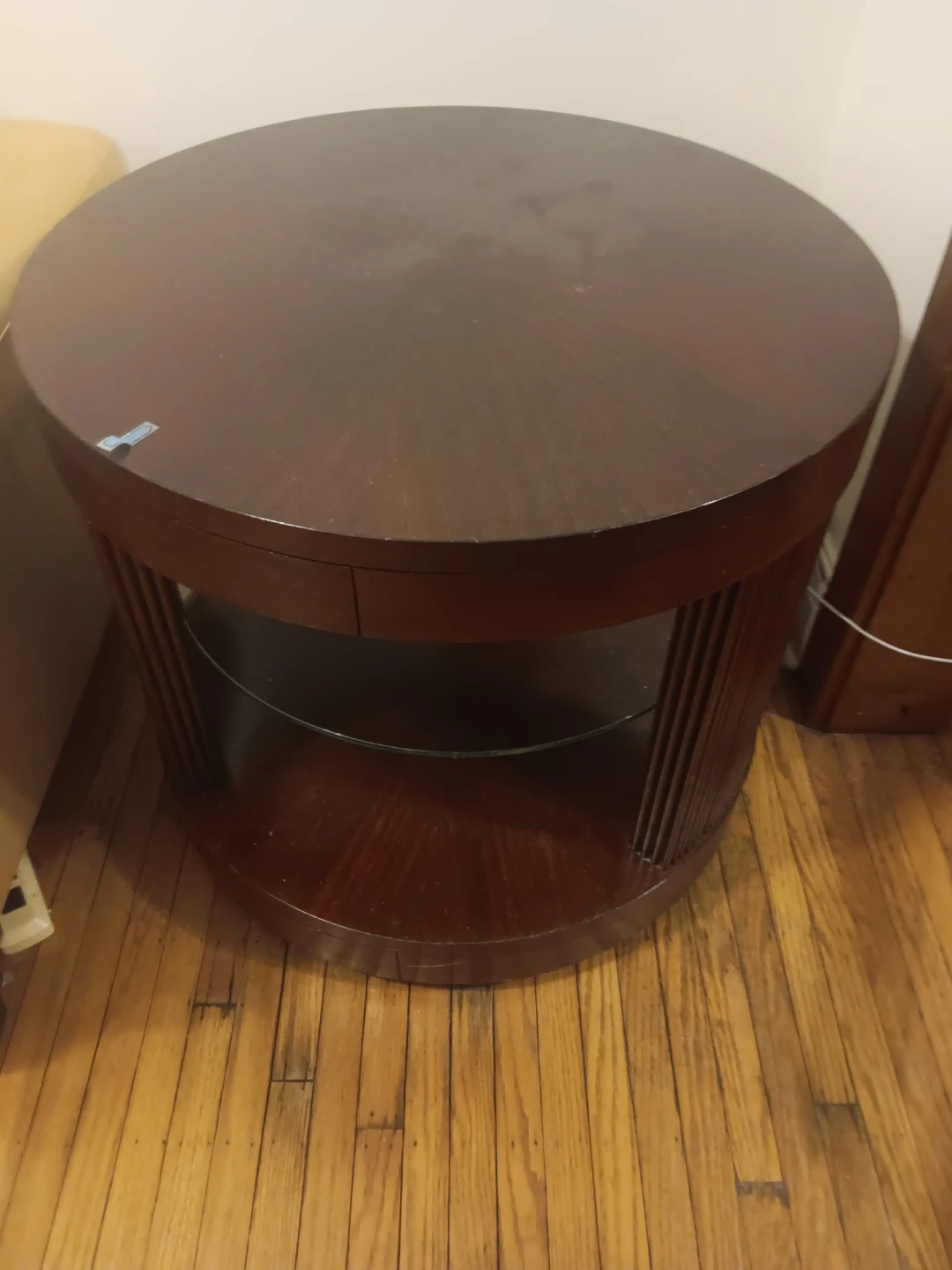 Round End Table with Glass Shelf