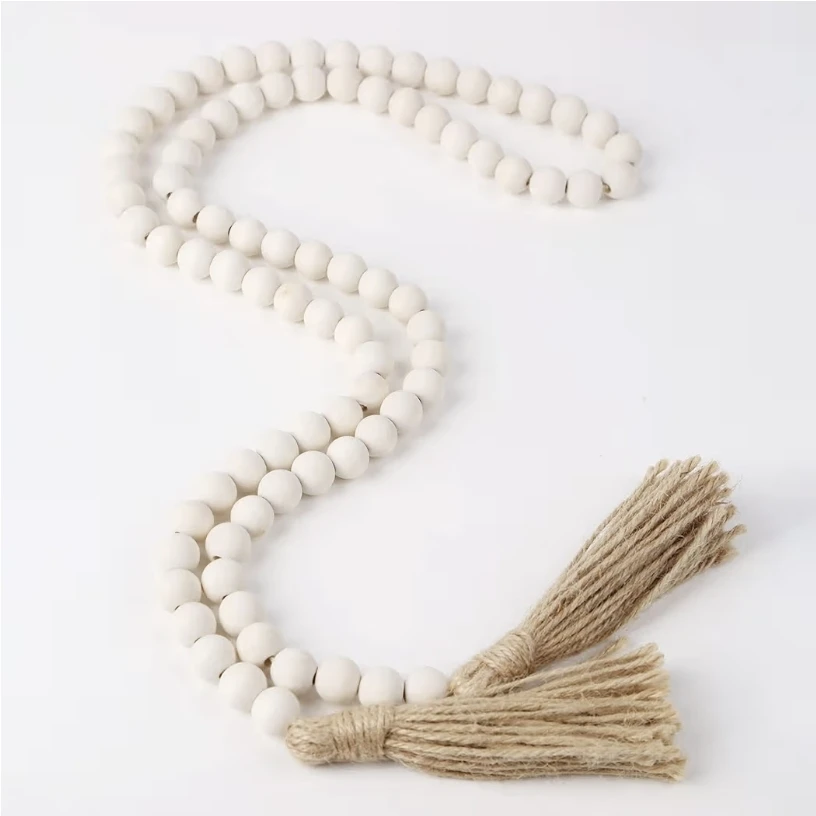 Wooden Bead Garland with Tassels x2 - photo 3