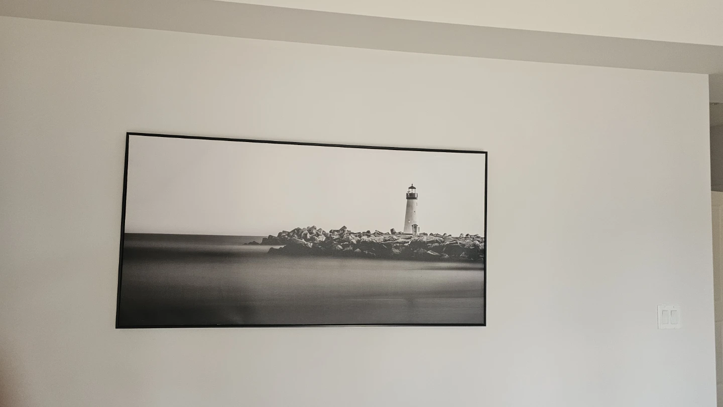 Framed Black and White Lighthouse Print