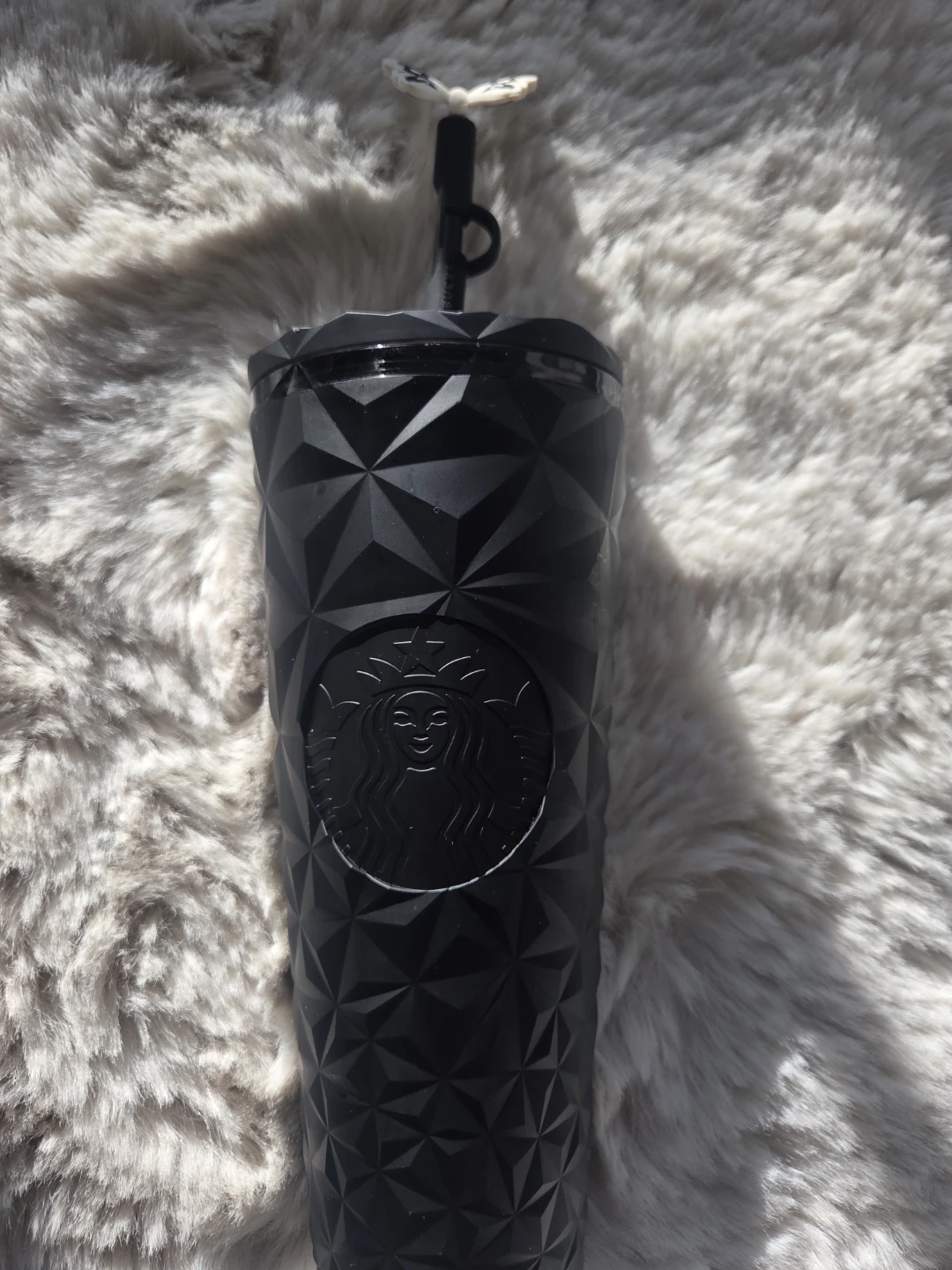 Starbucks Tumbler Black Geometric Butterfly Straw