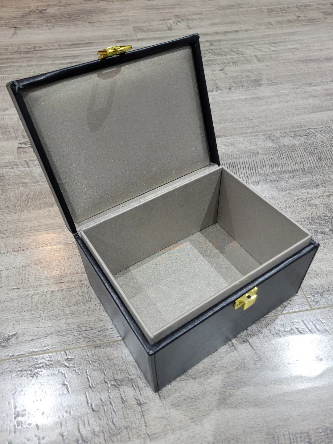 Black Faux Leather Storage Box with Clasp - photo 5