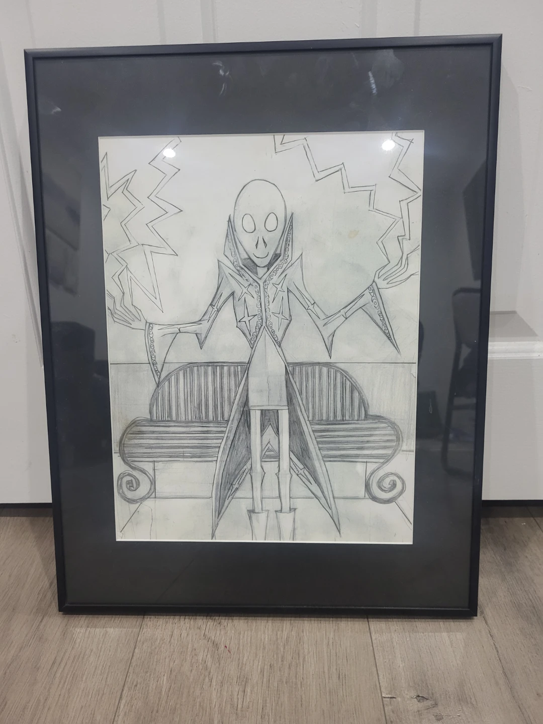 Framed Pencil Drawing of an alien
