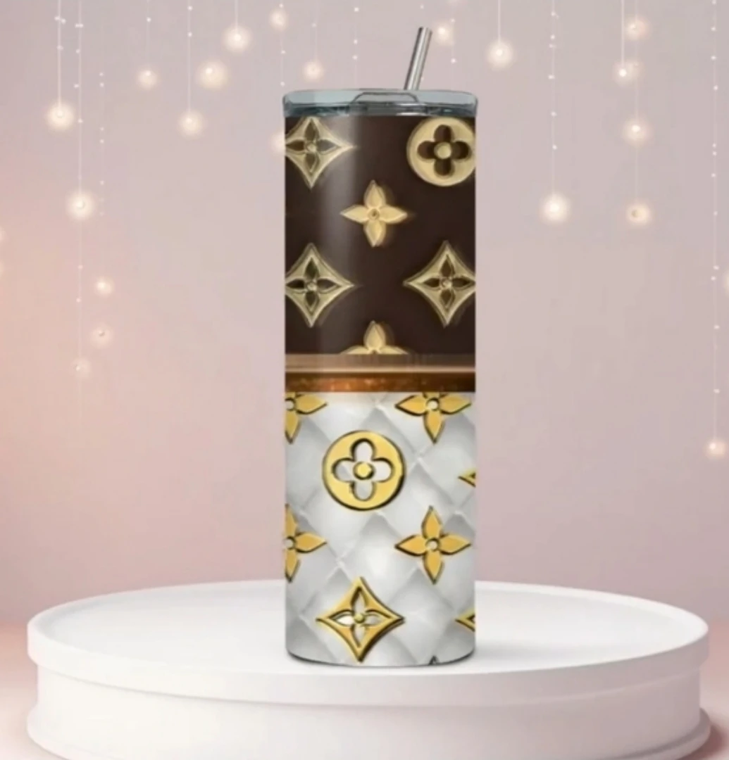 Designer Pattern Tumbler with Straw