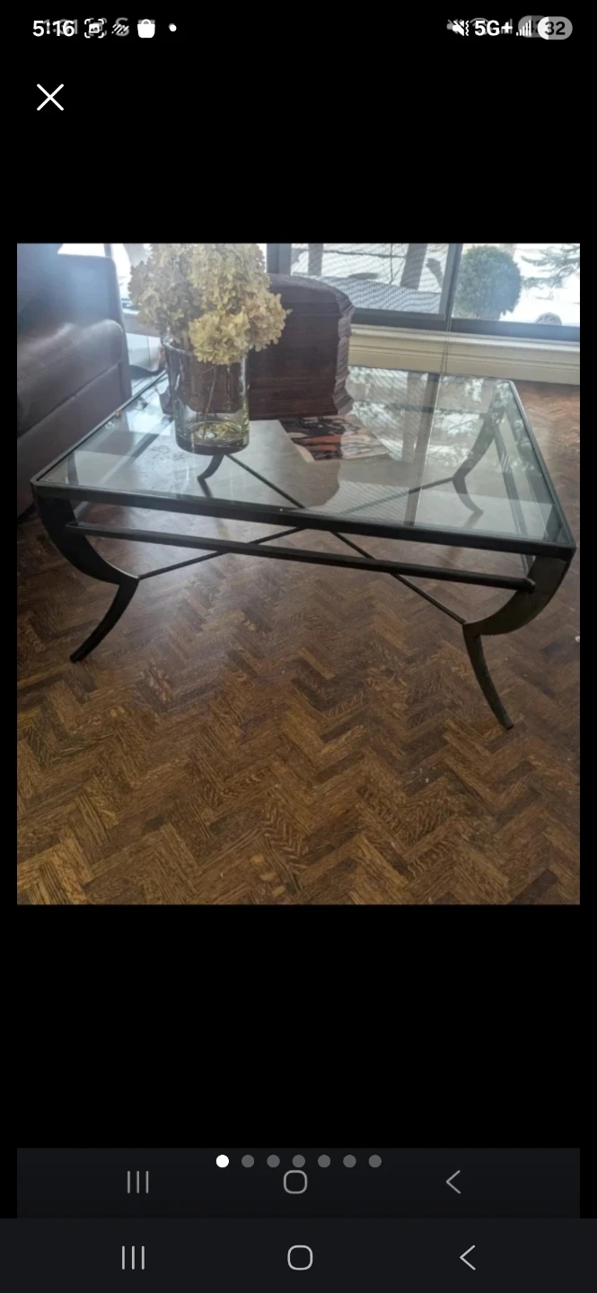 Glass Top Coffee Table with Metal Frame - photo 3