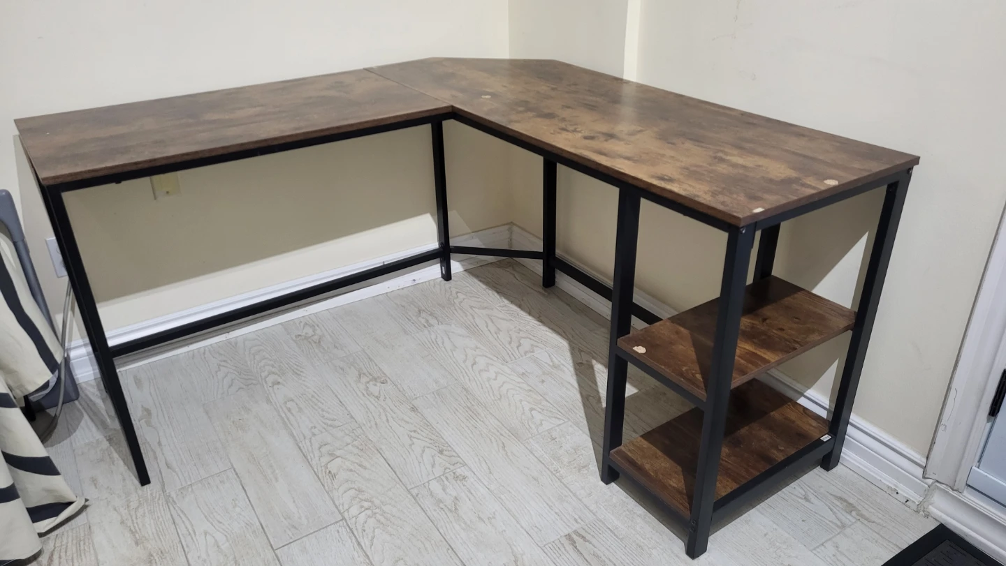 Rustic L-Shaped Desk with Shelves