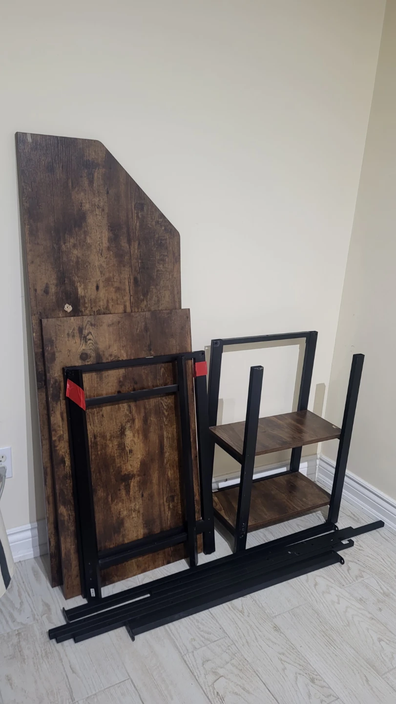 Rustic L-Shaped Desk with Shelves - photo 4