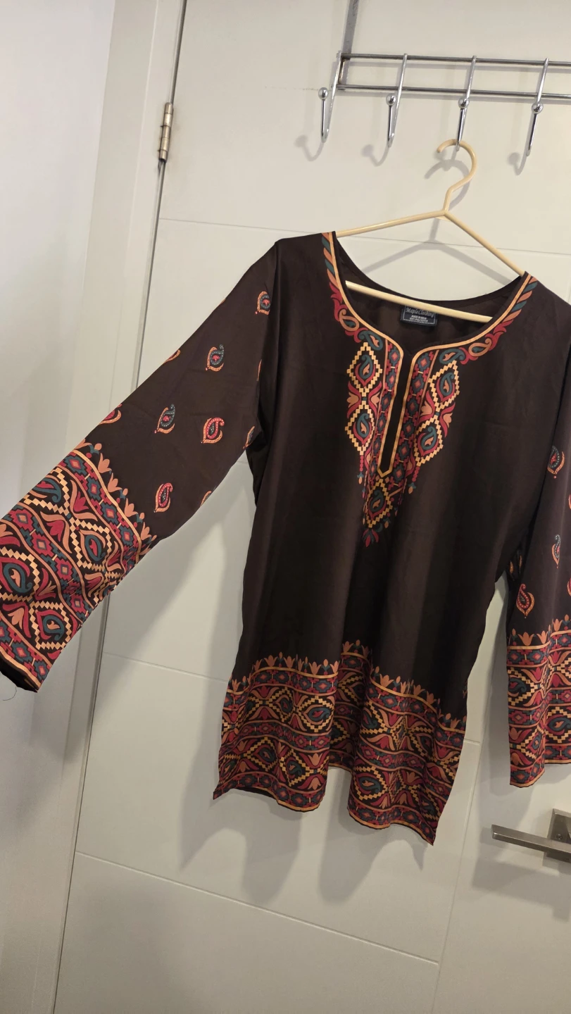 XL Brown Kurti Patterned Blouse - photo 2