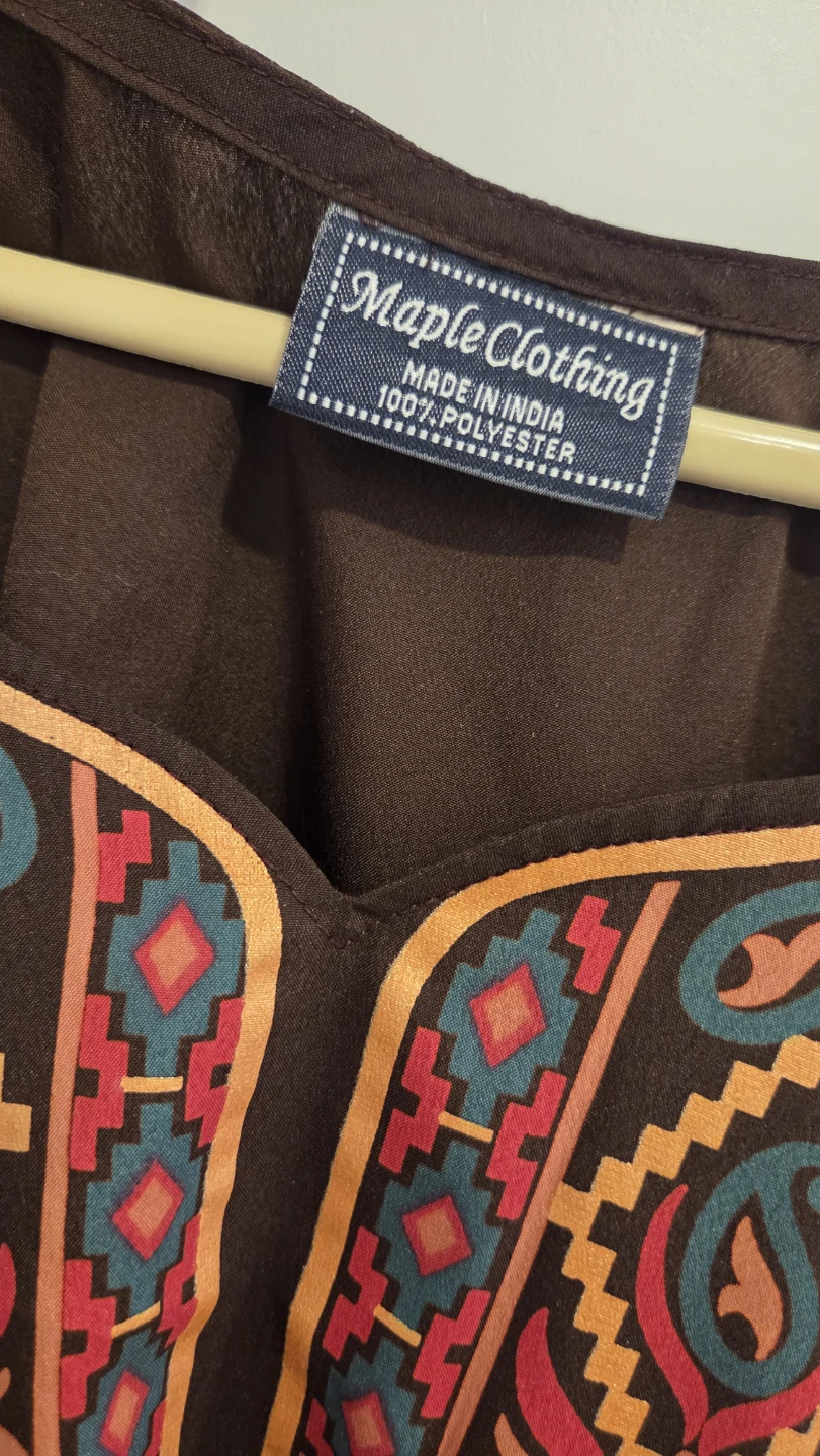 XL Brown Kurti Patterned Blouse - photo 3