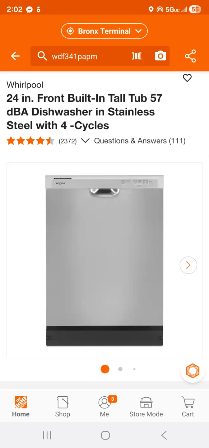 New Whirlpool 24in Stainless steel dishwasher