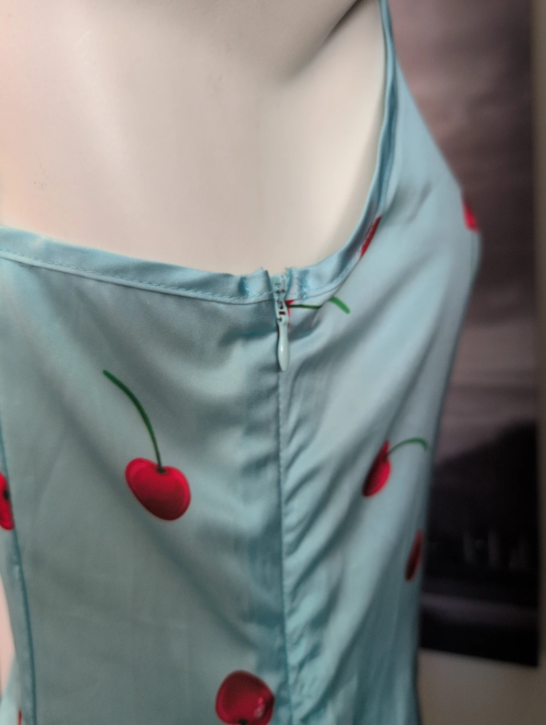 SHEIN Light Blue Cherry Print Slip Dress - XS - photo 5