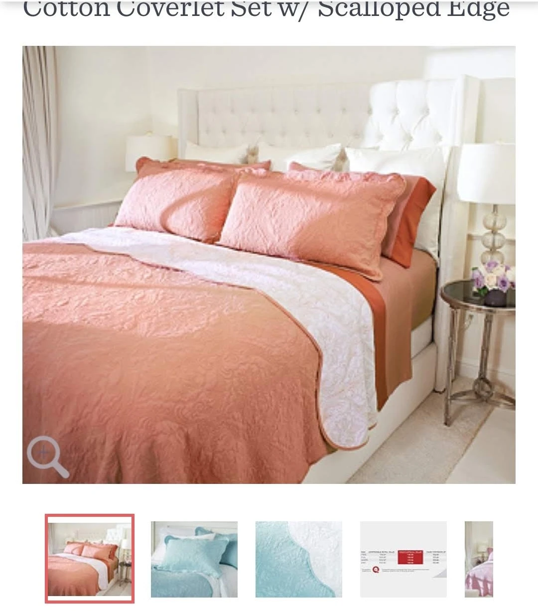 Casa Zeta-Jones Embroidered Quilt Set - Coral - photo 2