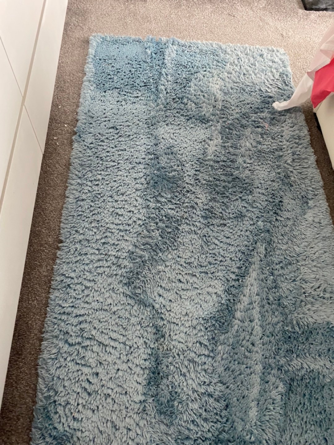 Blue Shaggy Bath Mat Rug