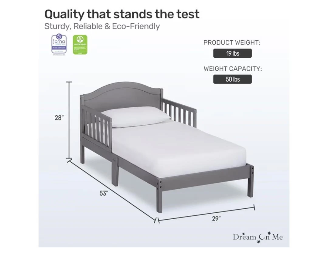 Dream On Me Toddler Bed - Grey - photo 4