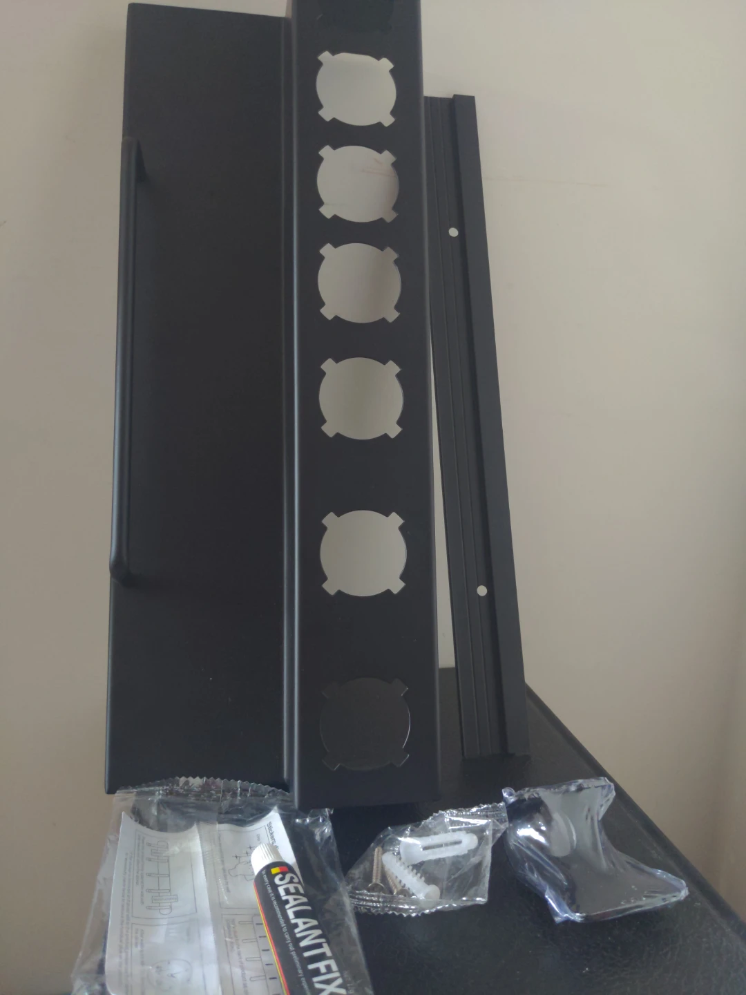Black Wall Mount Bracket with Hardware for Bathroom or Bedroom