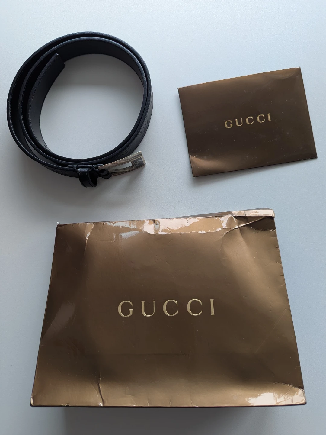 Gucci Black GG Monogram Leather Belt - photo 2