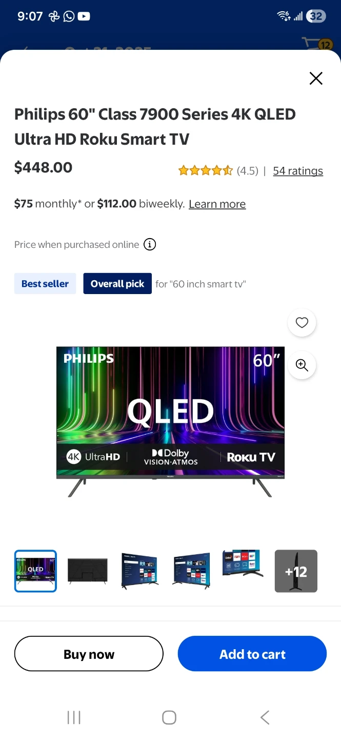 Philips 60" 4k Q-LED Roku TV