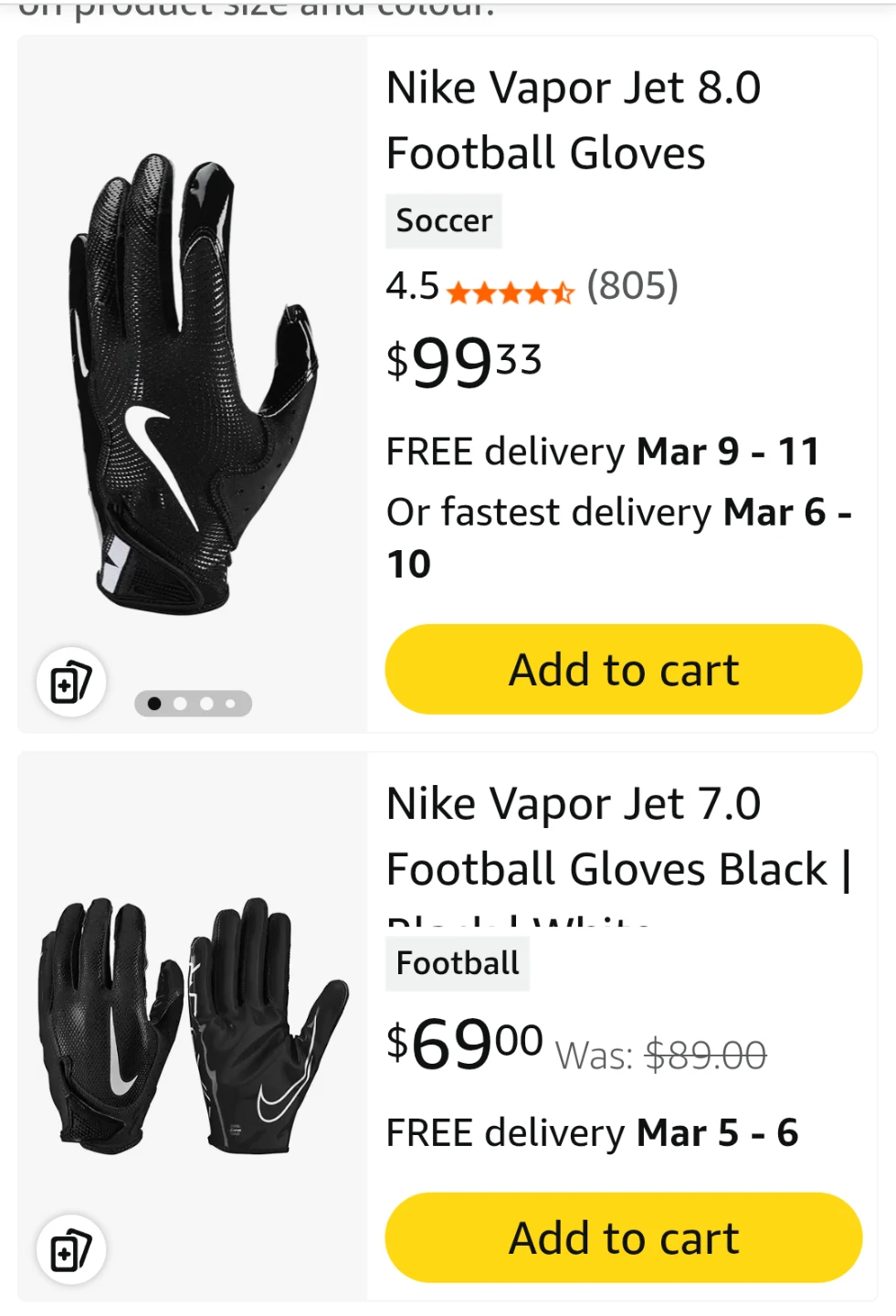 Nike Vapor Jet  Football Gloves Black M/M