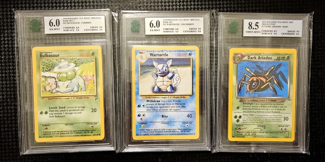 Pokemon TCG WOTC Cards - Bulbasaur, Wartortle, Dark Ariados