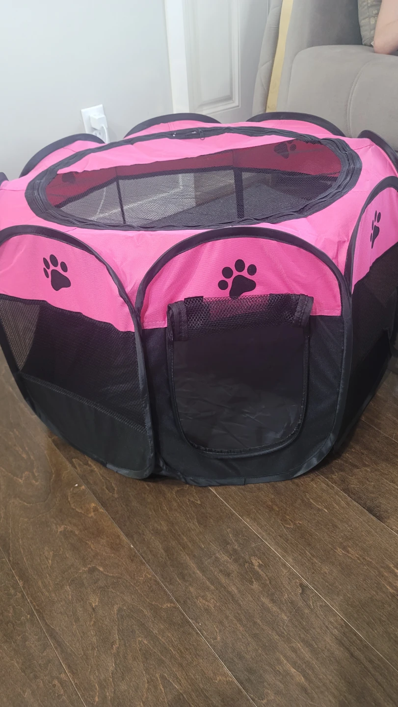 Foldable Pink Pet Playpen with Paw Prints (new never used) - photo 4