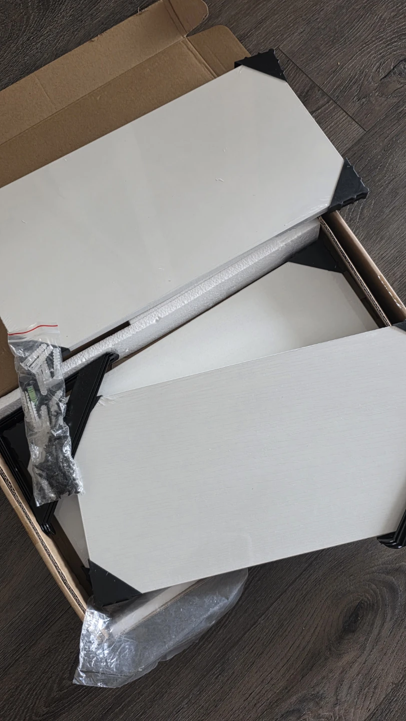 White Floating Shelves with Black Brackets (Set of 3) - photo 2