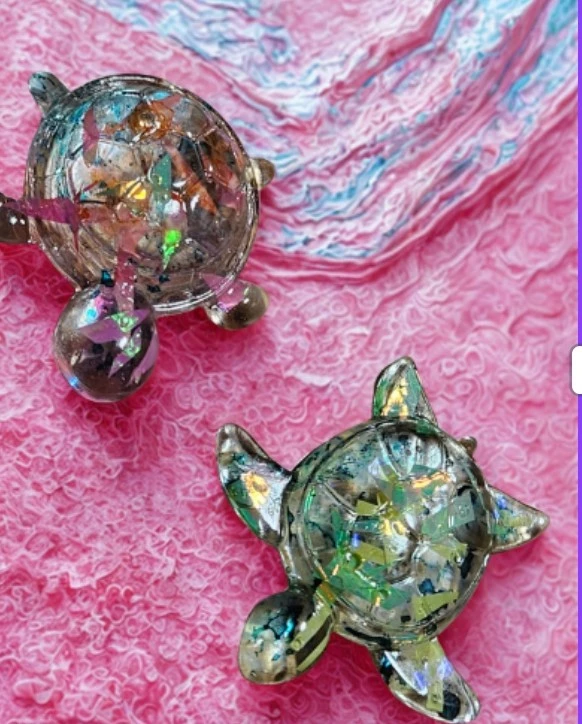 Lot de 2 petites tortues décoratives en résine - photo 3