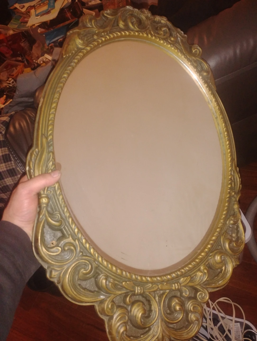 Ornate Gold Tone Oval Wall Mirror - photo 2