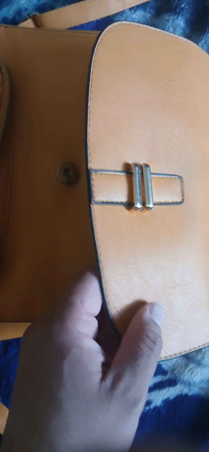 Orange Faux Leather Crossbody Bag with Woven Detail - photo 2