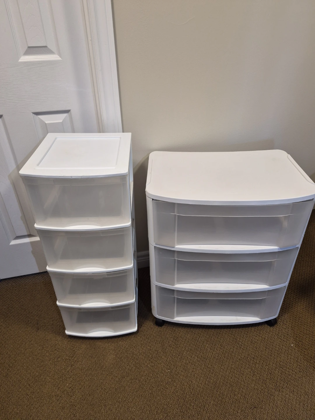 2 White Plastic Drawer Units