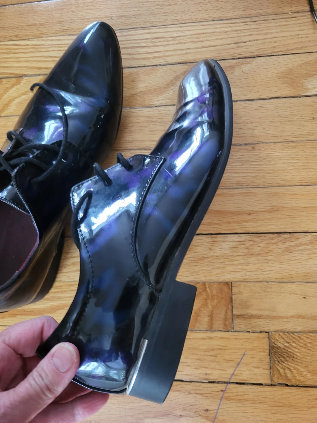 JUNHONG PRESTIGE Men's Dress Shoes Size 8.5 Black Patent - photo 2