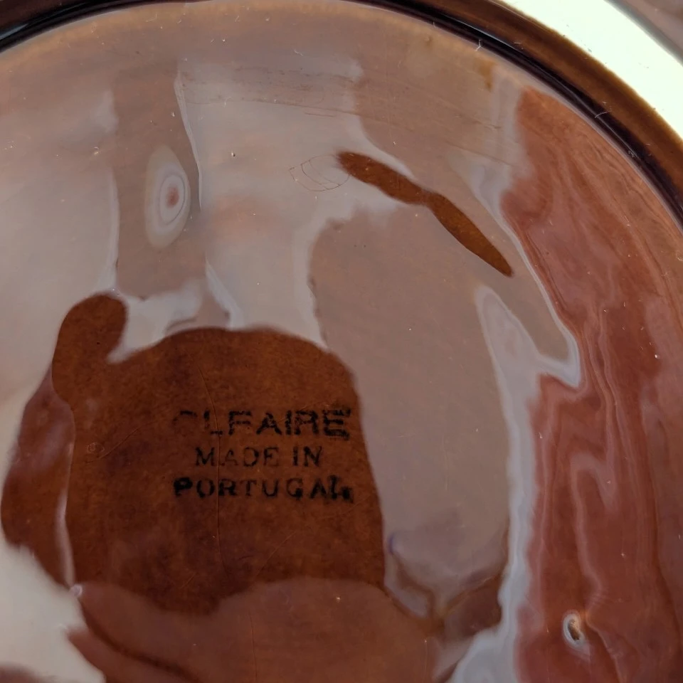 Vintage Olfaire Majolica Leaf Large Serving Bowl: Brown - photo 4