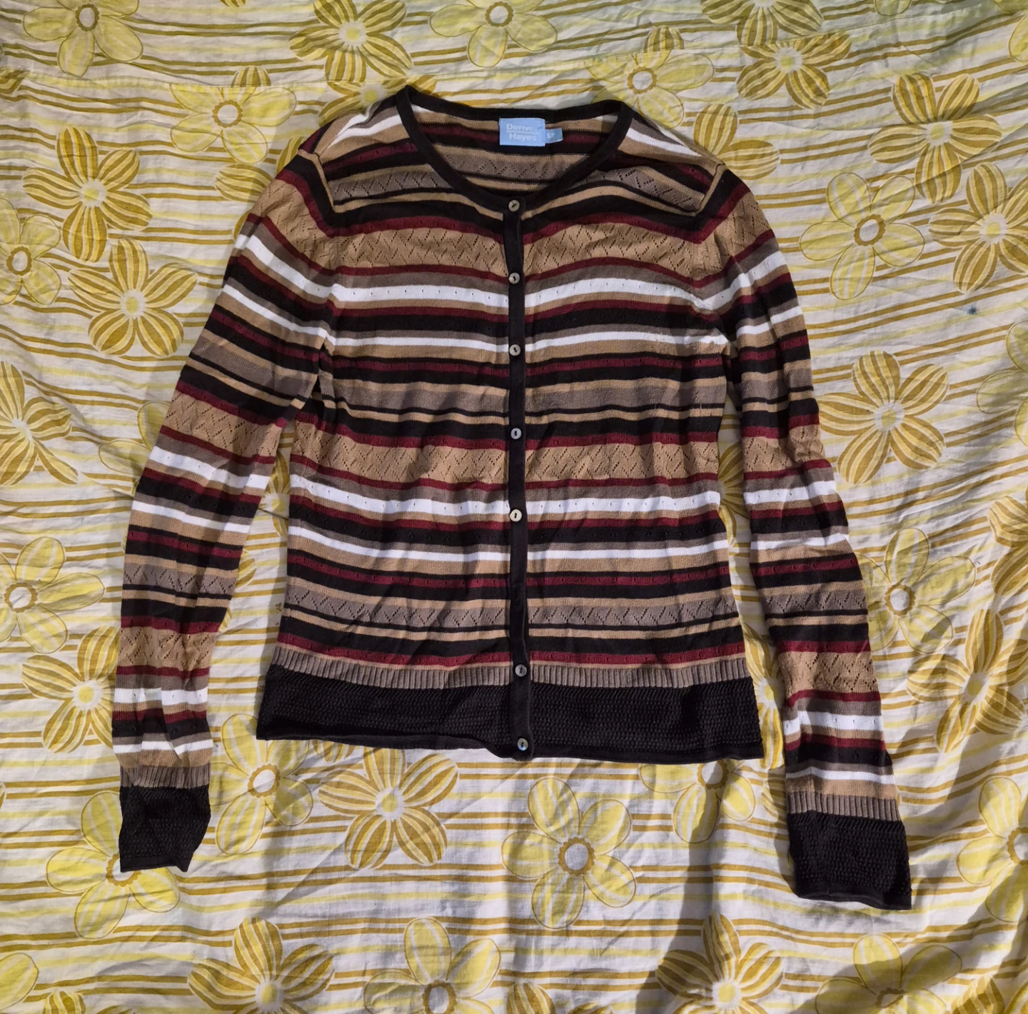 Multi-coloured striped long sleeve cardigan