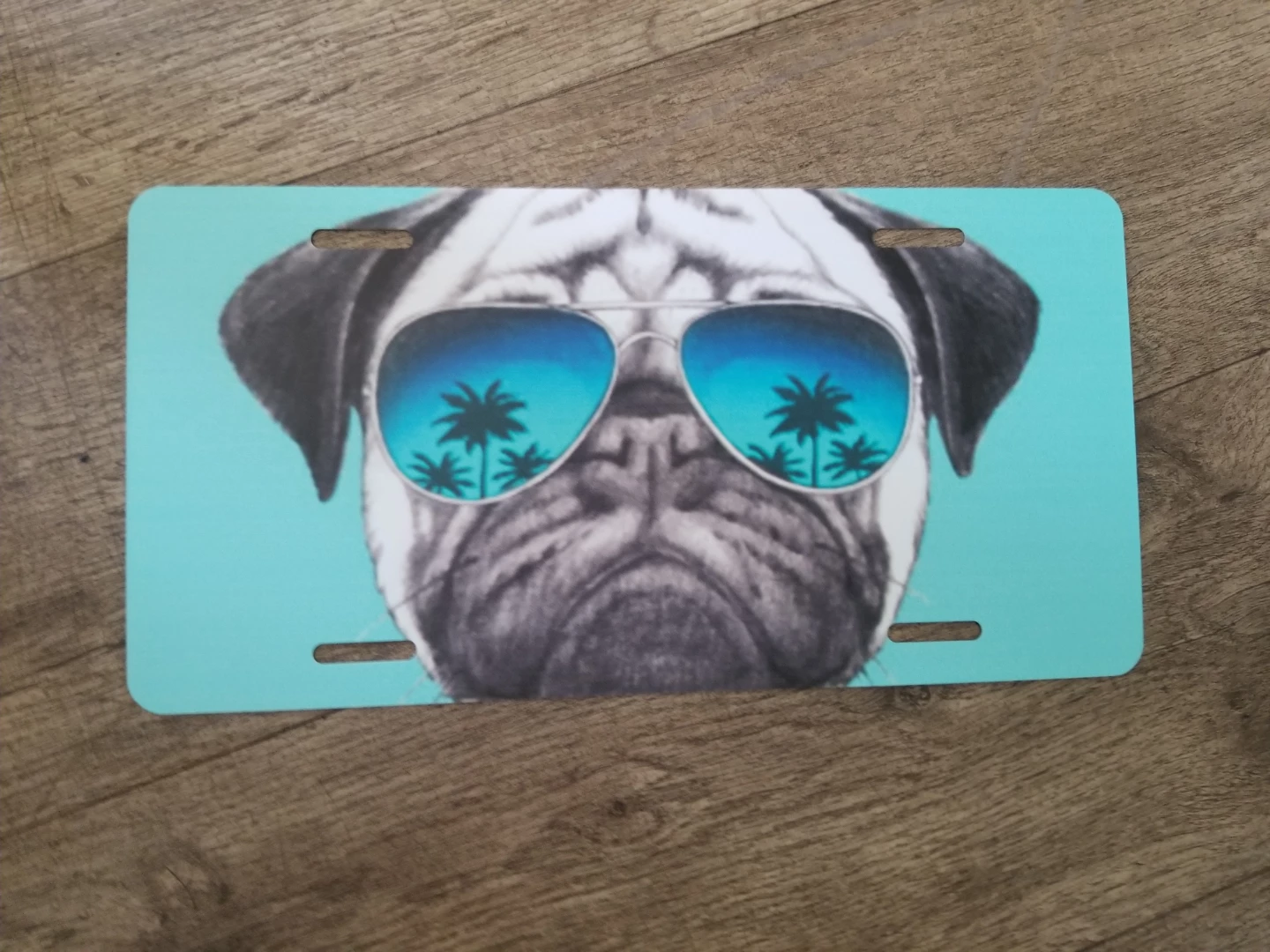 Novelty License Plate - Pug with Sunglasses
