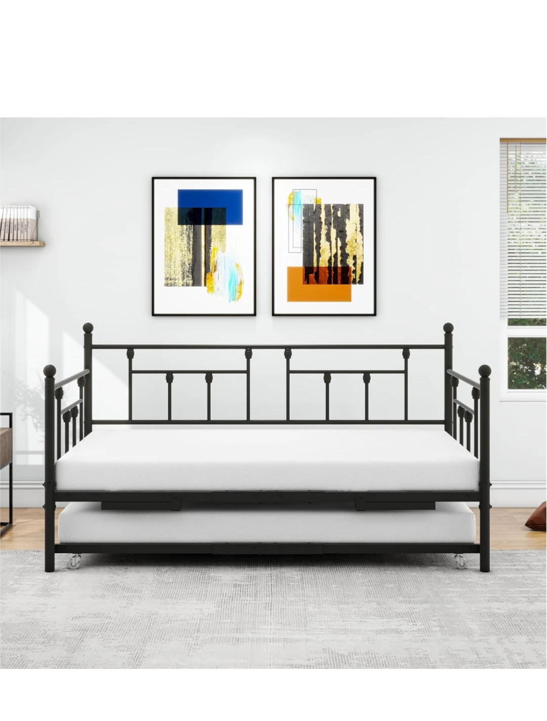 Black Metal Daybed with Trundle