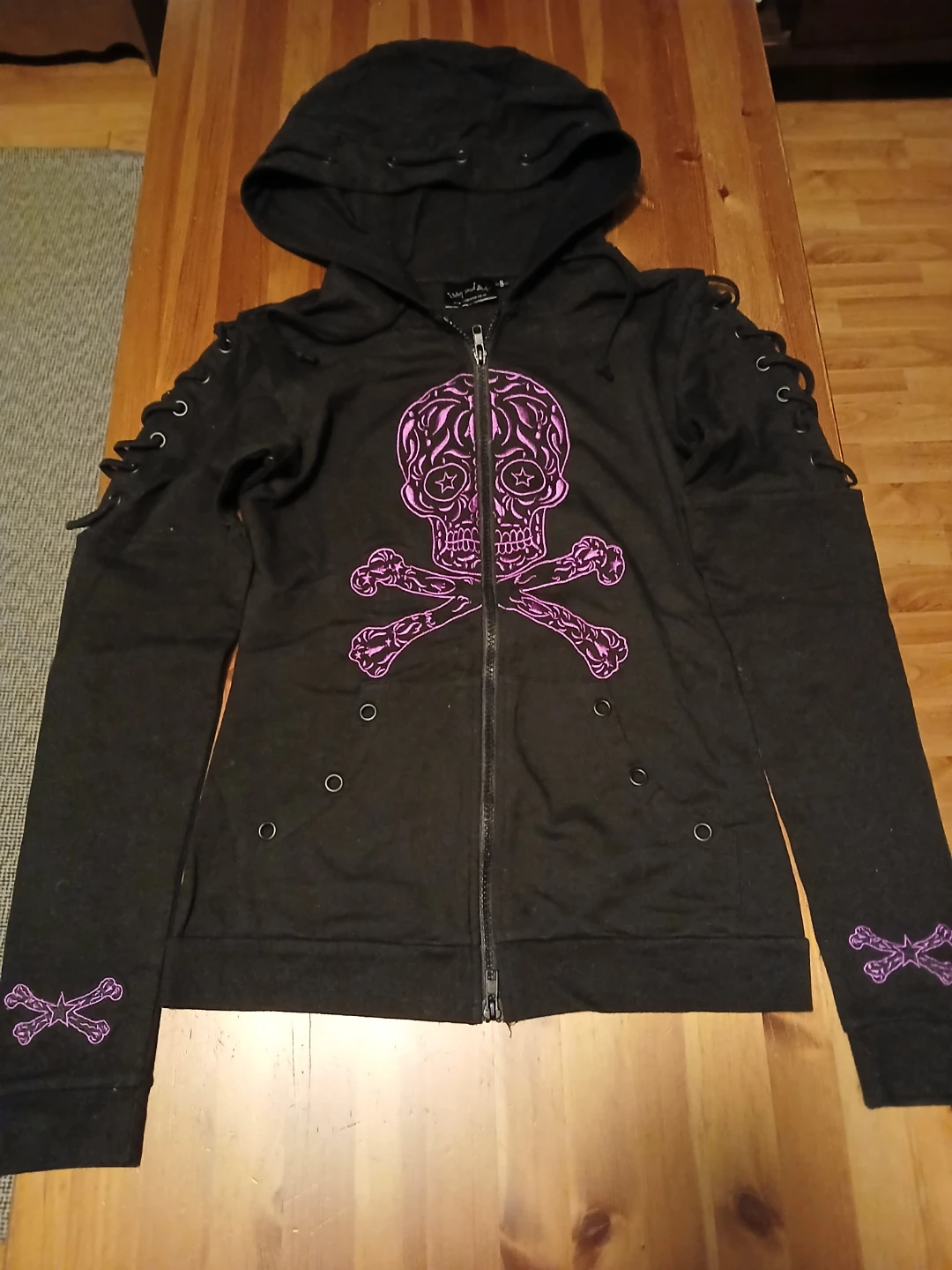 Living Dead Souls Black Skull Lace-Up Hoodie - photo 2