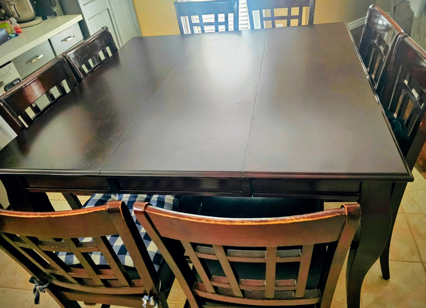 Dark Brown Extendable Dining Table with 8 Chairs - photo 3