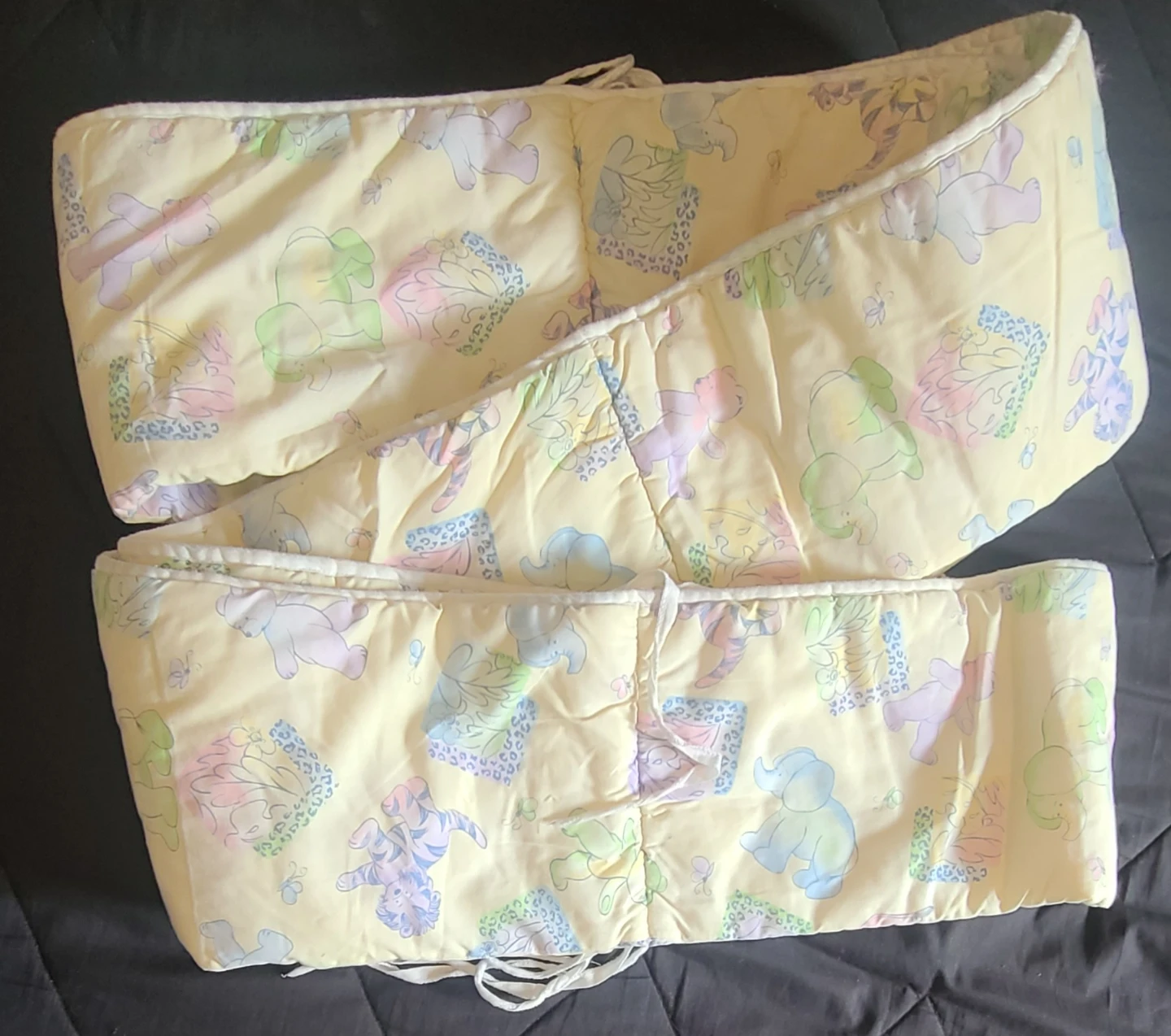 Yellow Crib Bumper with Animal Print
