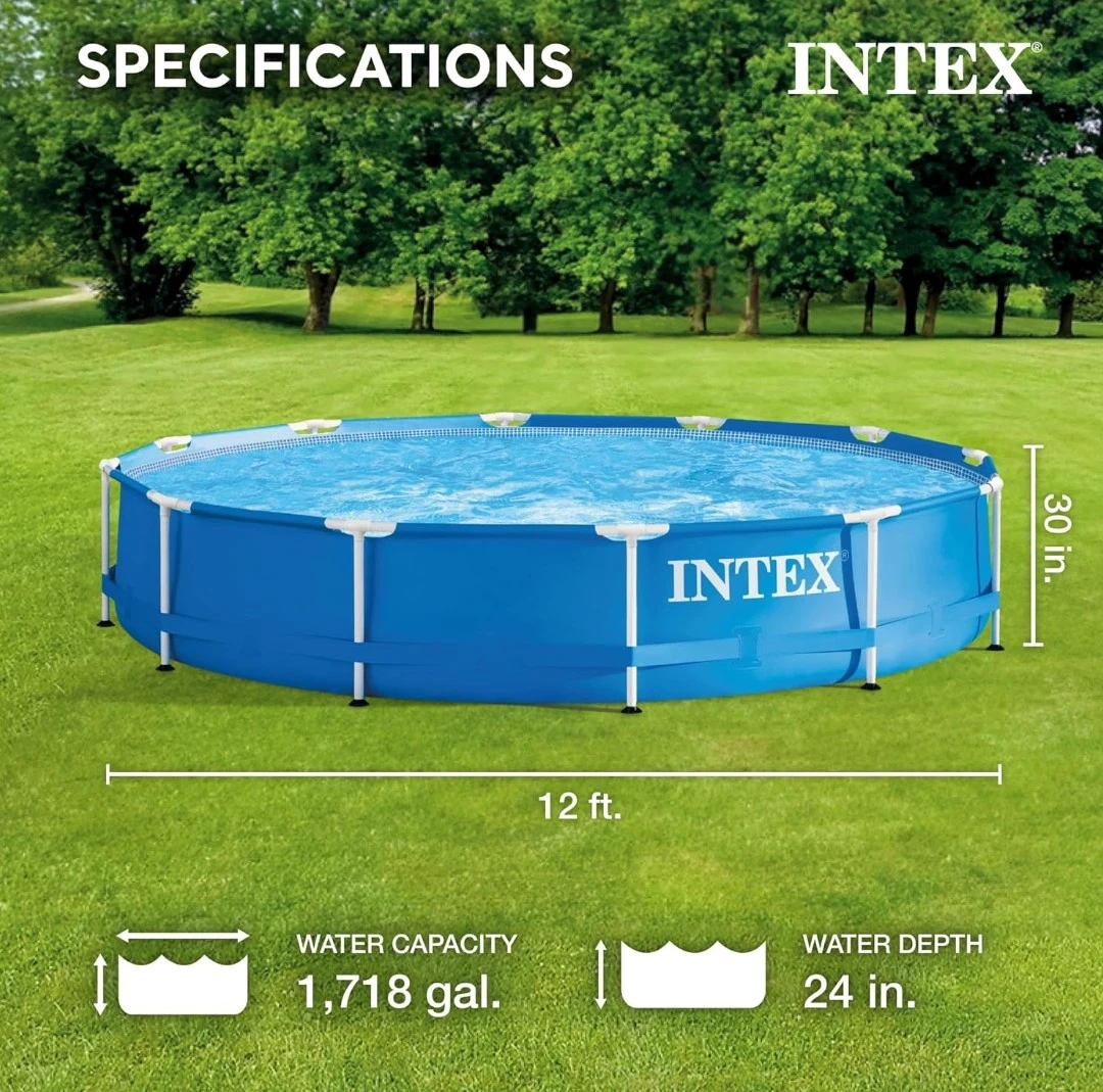 Intex Metal Frame 12 ft x 30 in Round Above Ground swimming po - photo 2