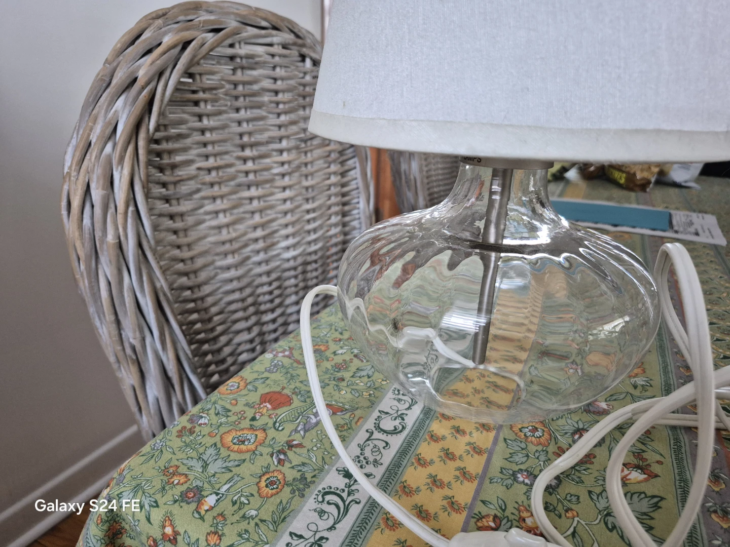 Clear Glass Accent Lamps with White Shades - photo 2