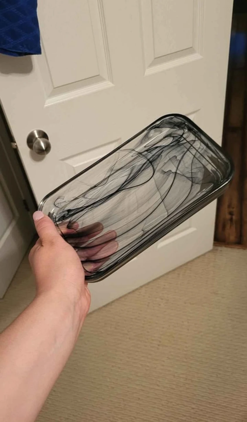 Decorative Glass Tray - Black Swirl Pattern