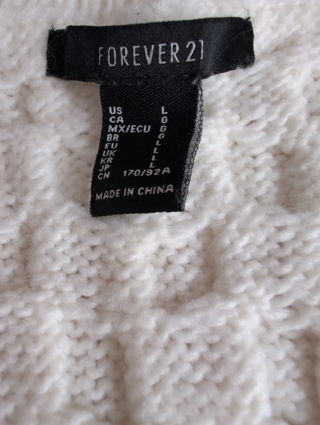 🧡 Forever 21 Cream Cable Knit Cardigan - Size L - photo 3