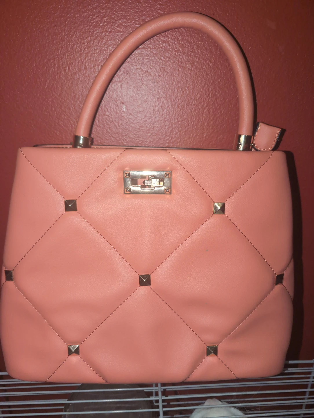 Women's Satchel Handbag - Peach