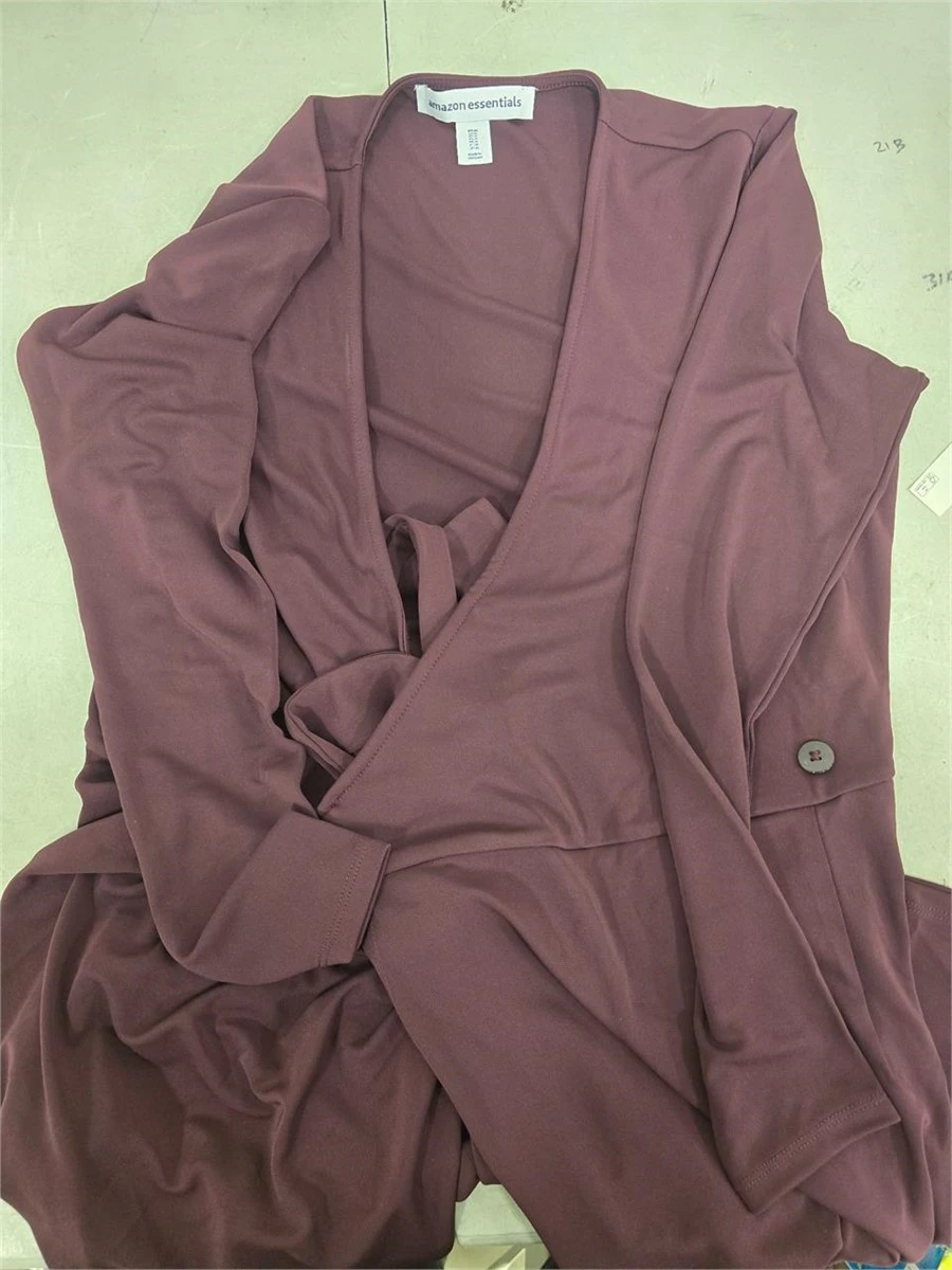 Amazon Essentials Long Sleeve Wrap Dress - Burgundy, Medium - photo 5