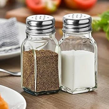 Glass Salt and Pepper Shaker Set with Stainless Steel Lids
