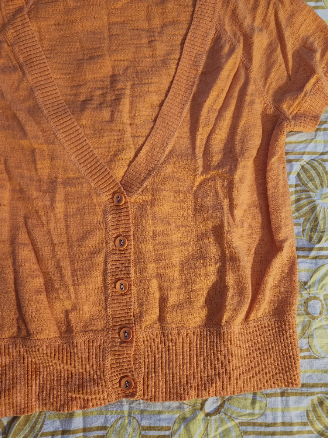 🧡 Bright orange short sleeve cardigan - photo 3