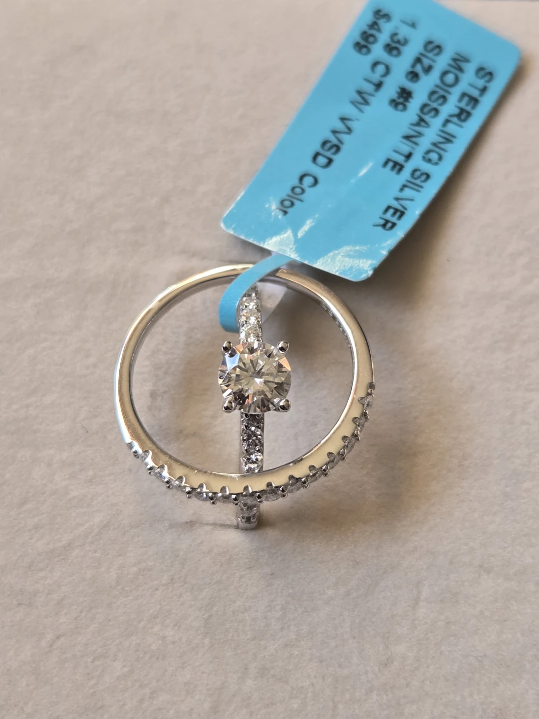 Sterling Silver Moissanite Engagement Ring Set Size 9 - photo 3